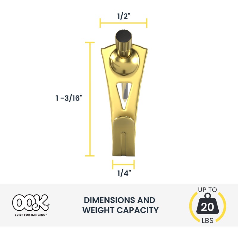 OOK 533022 Professional Picture Hangers, Art Hangers, Brass, Reusable Picture Hooks, 20lb (3 set) - Image 3